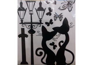 Декоративная наклейка на стену Label 2 Коты с фонарем